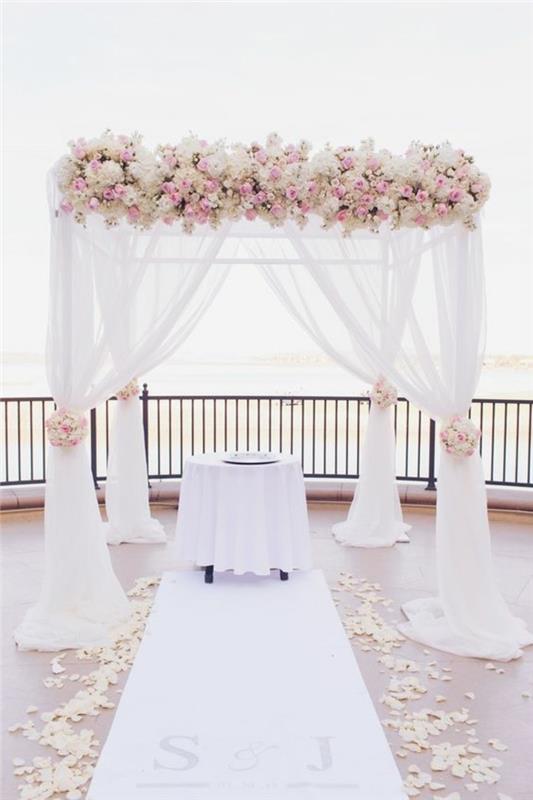 vestuvių dekoravimas-rožinė-balta-romantiška-vestuvių arka