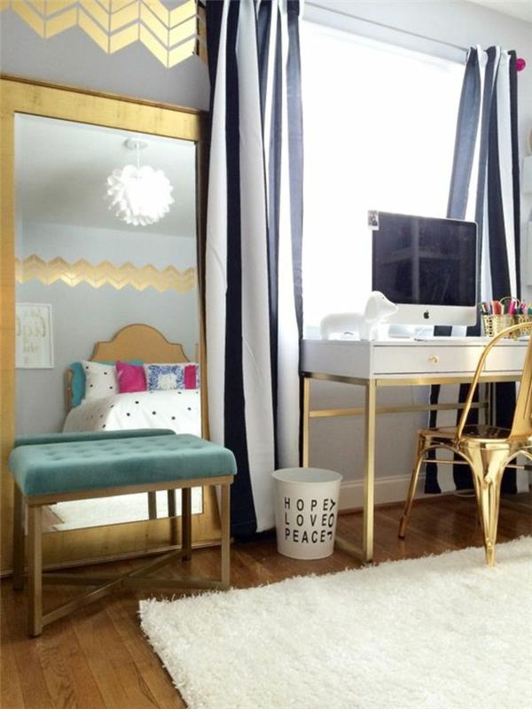 altın-dekor-modern-genç-kız-yatak odası-İskandinav ruhu