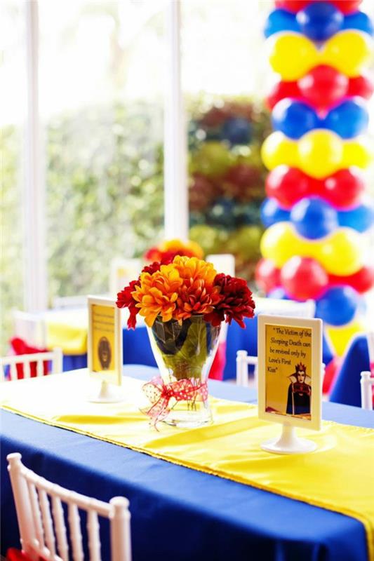 disney-sniego baltumo-pasakos-gražus dekoras-mėlyna ir geltona-gimtadienio torto dekoras