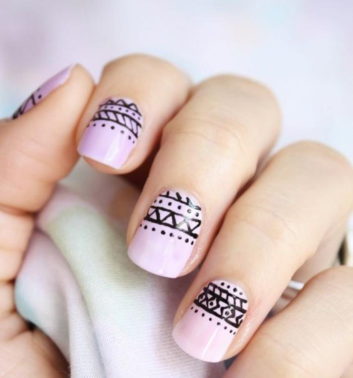 Deco-pretty-aztec-nail-on-pink-nohti