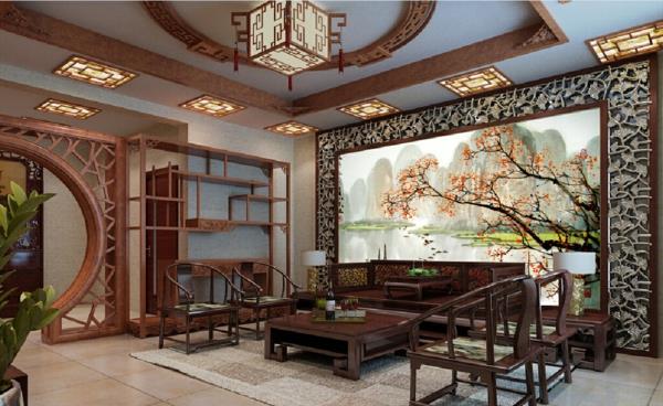 Azijska dekoracija-samme-dnevne sobe-retro-slog
