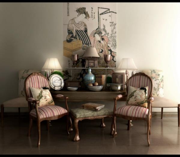 Azijsko-tradicionalna-dekoracija-dva-vintage-roza-stoli
