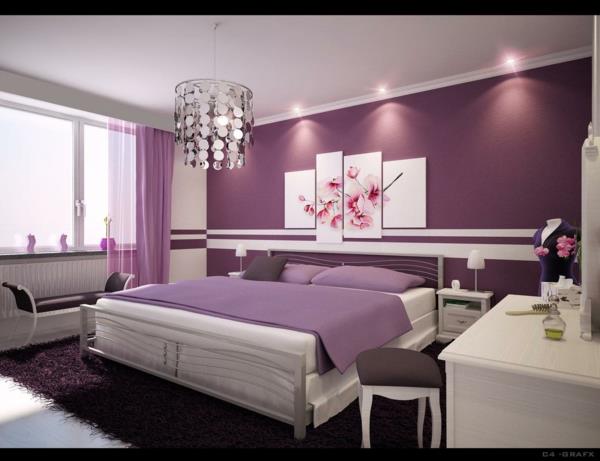 Azijska dekoracija-spalnica-v-lila-steni-dekoracija