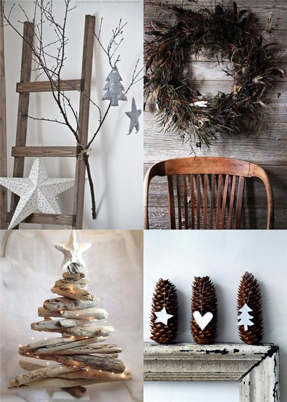 Noel dekorasyonu kağıt yapmak için dekoratif ölçekli yıldız diy kağıt sandalye ahşap Noel çelenk kurutulmuş dallar
