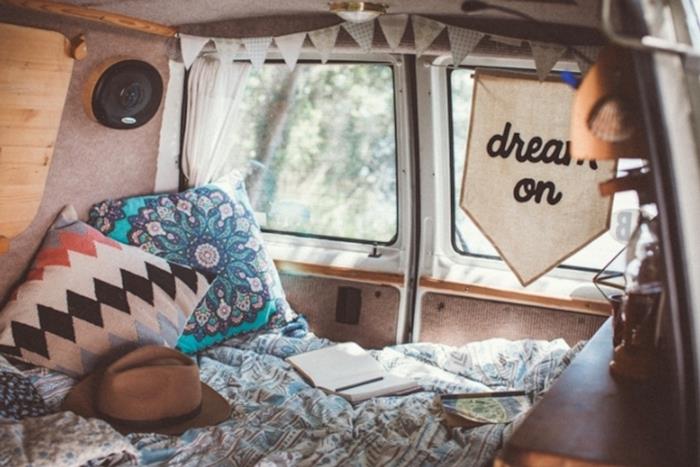 hippi şık kamyonet araç seyahat yastığı mandala turkuaz dekorasyon ürkek şapka garland kağıt
