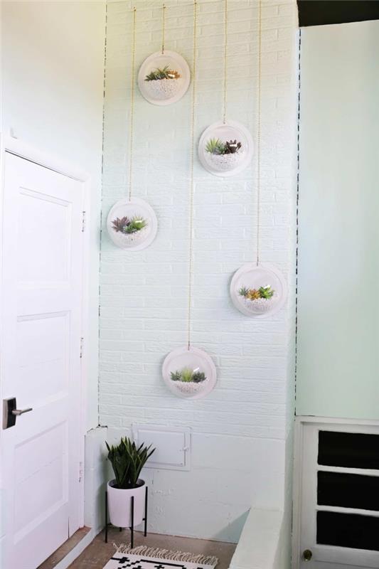 sienų dekoravimo burbuliukai terariumas augalams kabančių interjero dizaino baltas ir juodas kilimas