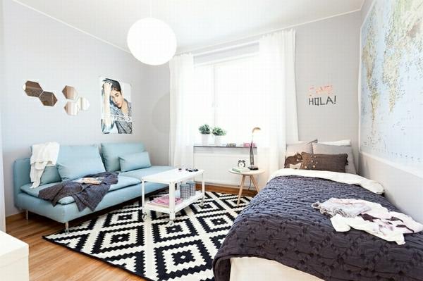 İskandinav-genç-yatak odası dekoru