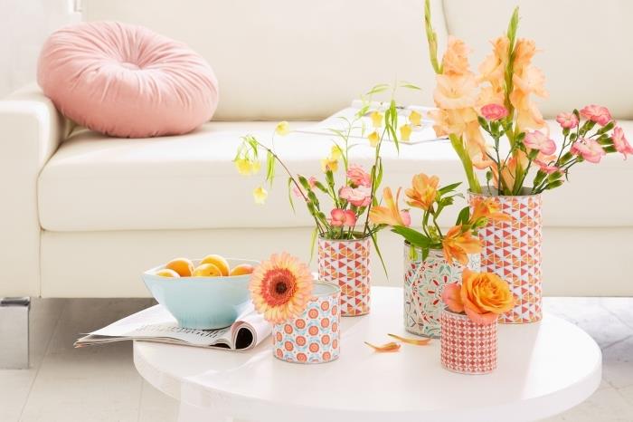 enostavne ročne dejavnosti za izdelavo pomladne dekoracije, ideje, kako pločevinke spremeniti v vazo