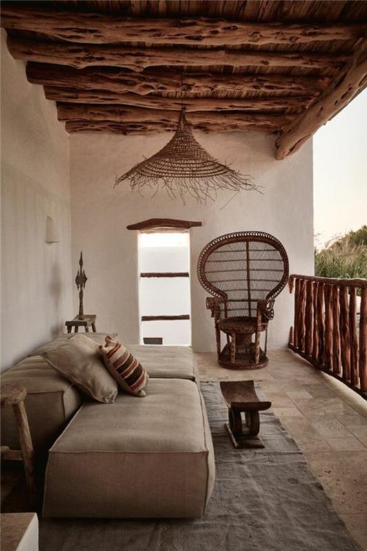 Afriško-deko-etnični-stol-afriški-lestenec-leseni strop