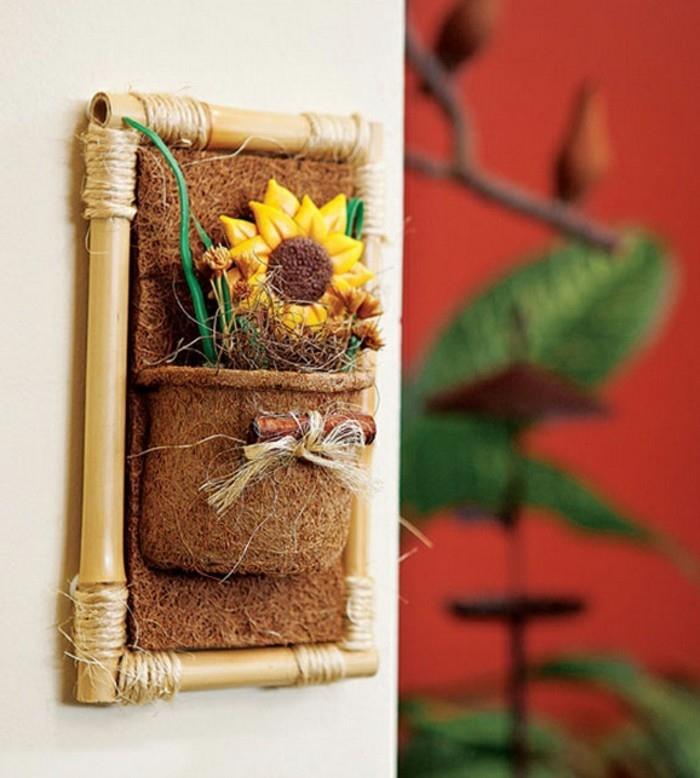 deko-bambu-çerçeve-aksesuar-duvar-herbaryum-yapay-güneş çiçeği