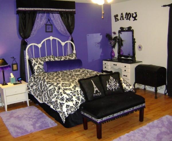 dekor za lila in črno-najstnico-spalnico