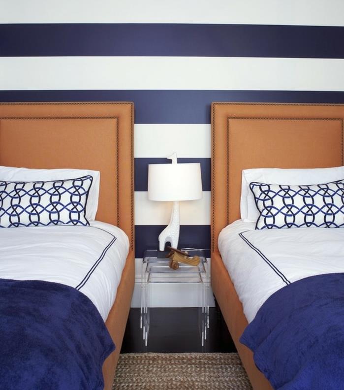 modro-modro-črtasto-stensko-modro-belo-posteljno-odejo-indigo-posteljo-odejo-belo-hišo-vzorec-modro-oranžne postelje