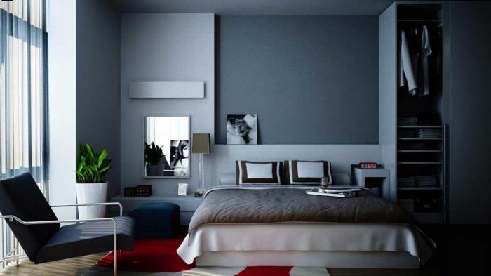 siva-spalnica-črno-bela-ogledalo-posteljna blazina