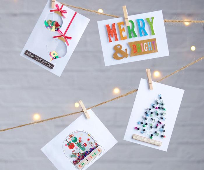 Tel üzerinde asılı Noel kartları ile kenevir iplik çelenk, ücretsiz yapmak için Noel dekorasyonu
