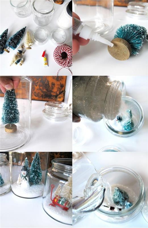 enostaven božični DIY za spreminjanje vintage škatel v sladke snežne krogle
