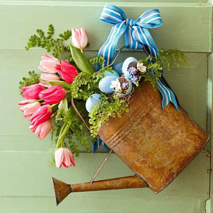 paskalya dekoru kendin yap vintage sulama çiçeklerle süslenmiş olabilir yumurta kabukları kurdele diy kolay paskalya
