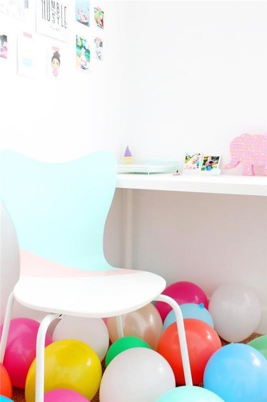 prilagodite kos pohištva s pastelnimi barvami in grafičnimi vzorci, stol v pastelnih odtenkih za mehko in ženstveno pisarniško okrasje
