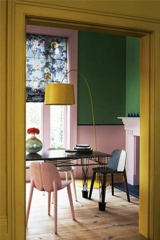 deko-hardal-sarı-modern-oturma odası-resim-pembe-yeşil-ve-hardal
