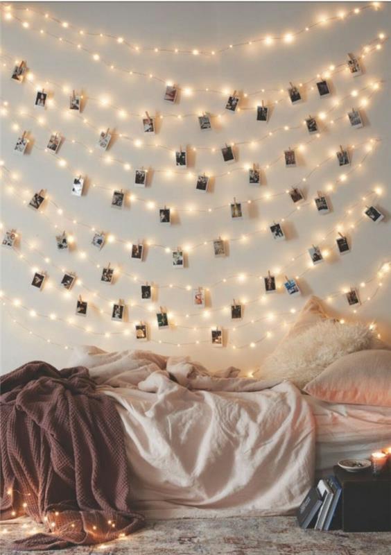 yatağının üstündeki alanı dekore etmek için kolay manuel aktivite, kişiselleştirilmiş kız odası hafif çelenk şablonu