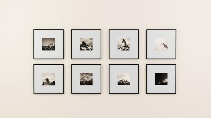 preoblikovati fotografijo v uokvirjen črno -beli plakat, minimalistično stensko galerijo, sestavljeno iz več črno -belih okvirjev za fotografije