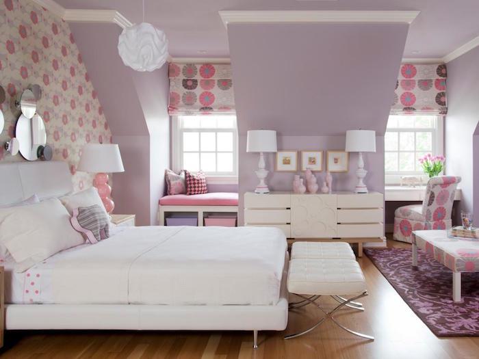 Photo Inspi Deco Lavanta Mor ve Pembe Çiçekli Kız Çocuk Yatak Odası Boyası