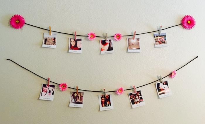 Polaroid fotoğraf dekoru oluşturması kolay, örneğin genç odanızdaki duvarları DIY garland ile nasıl süsleyeceğiniz