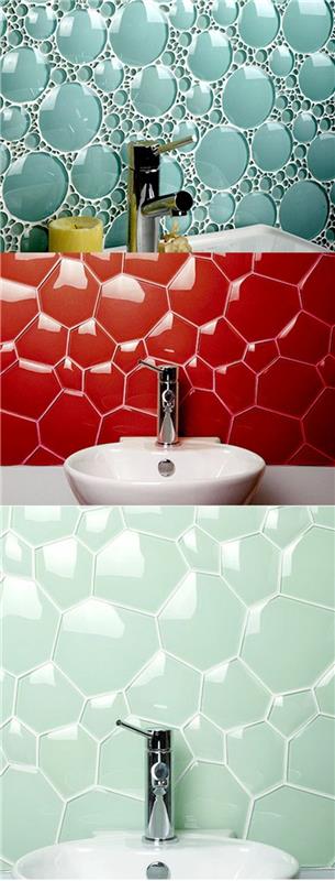 pinterest banyo, küçük banyo dekoru, banyo fayans modelleri, banyo fikirleri, petrol yeşili, mint yeşili ve kırmızı fayanslar