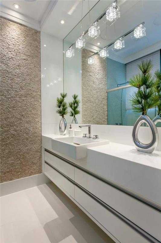 Zen banyo dekorasyonu, banyo fikirleri, küçük modern banyo, dört kare ışıklı modern aydınlatma
