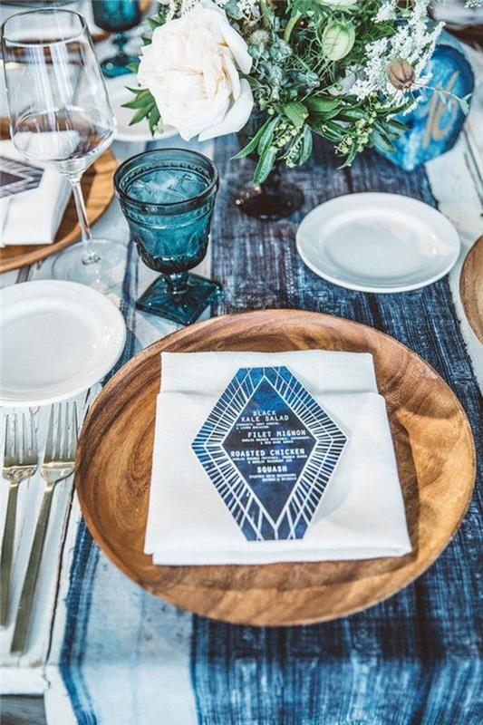 Stalo reikmenų prekės ženklas „noel“ pasigamina pasidaryti mėlyną stalą Kalėdų dekoravimui