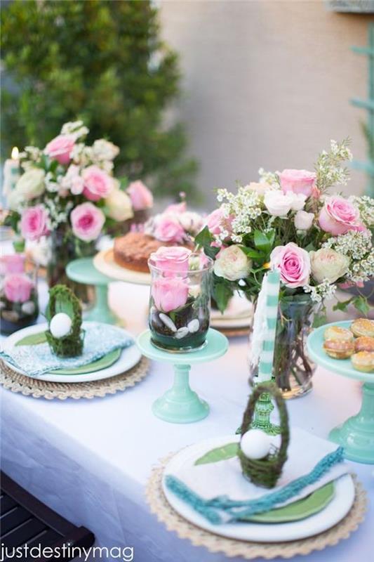 „Pasidaryk pats“ Velykų puošmena žavinga Velykų puošmena gražios rožinės rožinės gėlės
