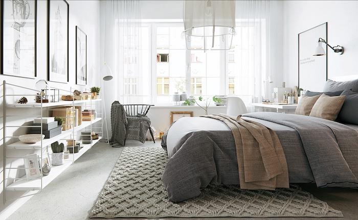 Lepa ideja, kako pospraviti svojo moderno spalnico, boemsko spalnico 10m2, nasvete za shranjevanje spalnice v slogu hygge style