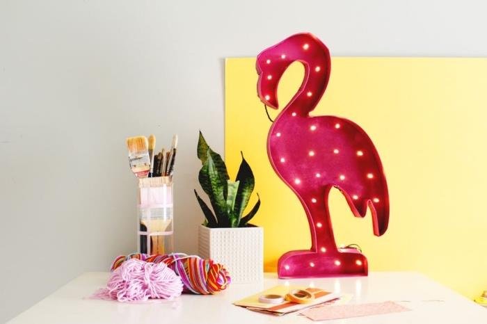 suaugusiųjų amatai paauglių mergaičių miegamojo dekoravimui, flamingo dizaino stalinės lempos modelis