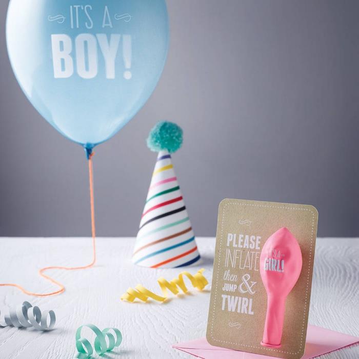 kızın doğumunu duyurmak için pembe balonlu yaratıcı doğum duyuru kartı