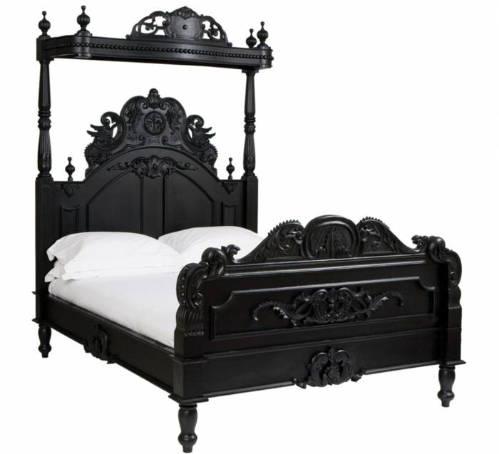 postavitev spalnice, model črne postelje, pomični okvir postelje, gotska postelja, belo posteljnina