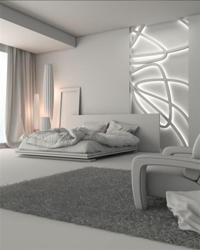 spalnica-stenska-dekoracija-z-belo-sivimi-stenami-siva-preproga-spalnica-pohištvo