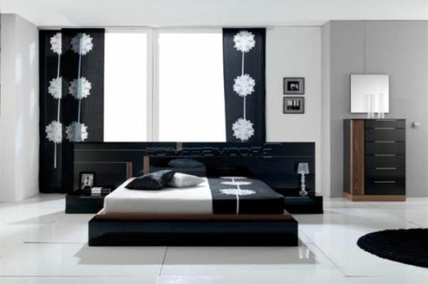 çağdaş-siyah-beyaz-yatak odası dekorasyonu