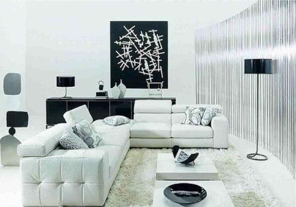 çağdaş-siyah-beyaz-dekorasyon-sehpa-oturma odası-iki kanepe