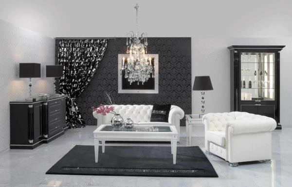 çağdaş-siyah-beyaz-dekorasyon-sehpa-oturma odası-perde