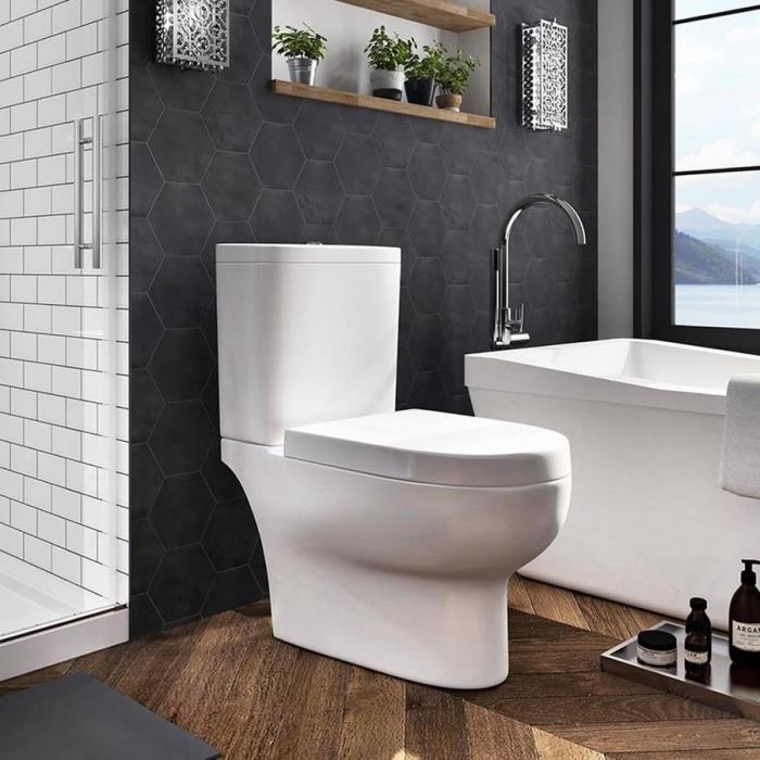 6m2 vonios kambario išdėstymas, tamsiai pilkos vonios plytelių klojimo idėja, vonios kambario išdėstymas su vonia