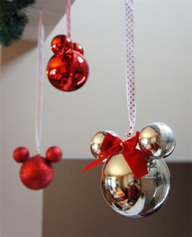 dekoracija-božično drevo-božično drevo-dekoriranje-diy-mickey-kroglice