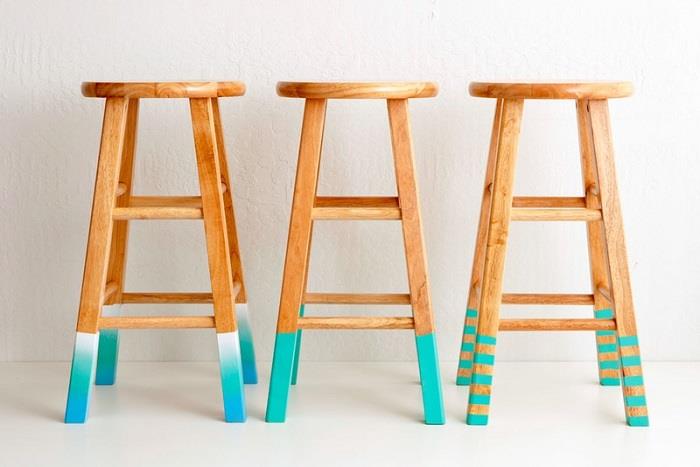 Lavoretti creativi fai da te e come personalizzare delle sedie alte, piedini di colore azzurro