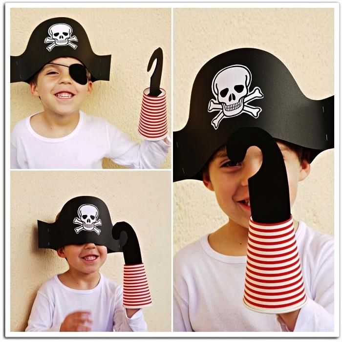 piratski dodatki za fantov kostum v zadnji minuti, piratski klobuk in kvačkanje iz papirja