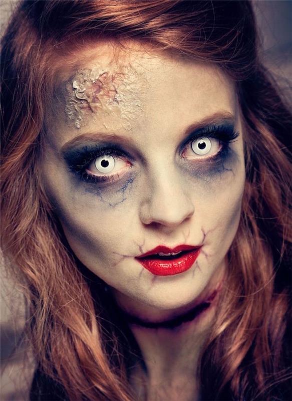 Undead zombių makiažo Helovino kostiumas