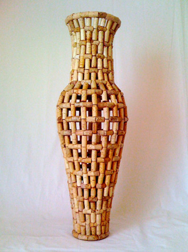 Florero de corcho decorativo