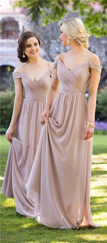 Ilga šviesiai rožinė suknelė su plikomis rankovėmis, apranga vestuvėms, moderni bohemiška prašmatni vestuvinė suknelė