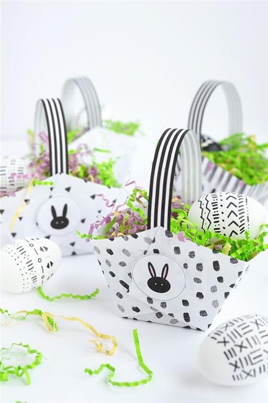 „Pasidaryk pats“ Velykų dekoravimas Velykų gražus paprastas dekoravimo idėjos krepšelis su kiaušiniais
