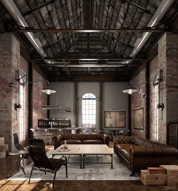 modern apartman tasarımı yüksek tavan new york loft siyah tavan gergi tavan veya sıradan ahşap sehpa nasıl boyanır