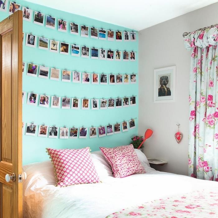 kolay fotoğraf dekorasyon fikri, bir genç odasının renkli duvarlarla nasıl dekore edileceğine örnek, fotoğraflarda dekorasyon