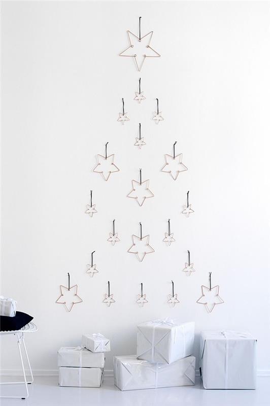 iç tasarım minimalist tarzı Noel dekoru DIY İskandinav Noel ağacı, yıldız ledli süsler