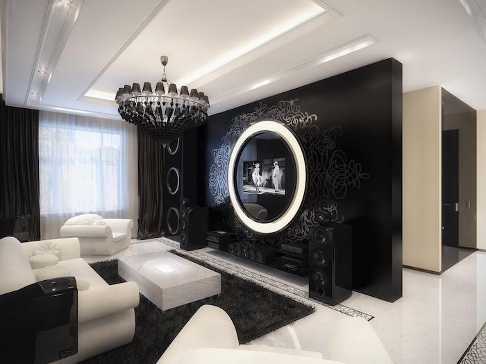 oblikovalsko pohištvo za luksuzno dnevno sobo s črno -belimi deko modernimi zofami lakiranimi stenami